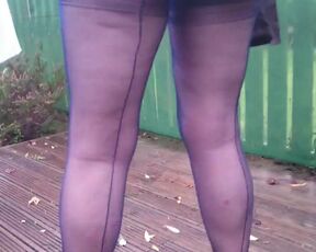 Blue fully fashioned nylons in my garden Part 2