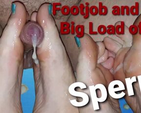 Footjob and a Huge Load of Sperm all over the Soles and Toes of my Cum Addict Whore, Feetcouple69