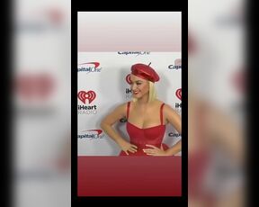 Katy Perry in red bustier top  at KIIS FM Jingle Ball 2019