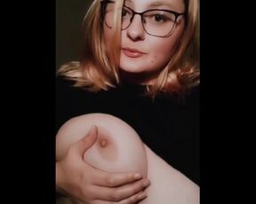 Nerdy Girl with Glasses Showing off her Big Tits