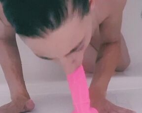 POV. Sucking my dildo in the shower