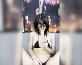 Mask Crossdressing with Dildo Swallow