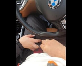 Horny Step Mom can't resist not touching step son cock in the car doing an amazing handjob