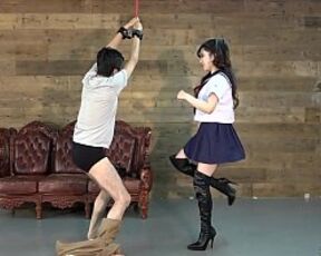 Japanese Schoolgirl Cosplay Ballbusting