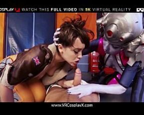 VRCosplayX XXX Overwatch Hard Threesome Fucking