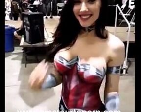 Naked Wonder Woman body painting,amateur teen