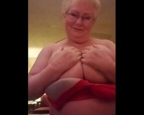 Huge Tit Granny Plays With Her Tits Getting Herself Horny And Talking Dirty