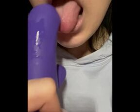 She loves sucking purple cock.