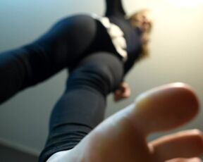 Giantess amature feet stomping (POV trample, foot goddess, small feet, barefeet, POV feet, soles)